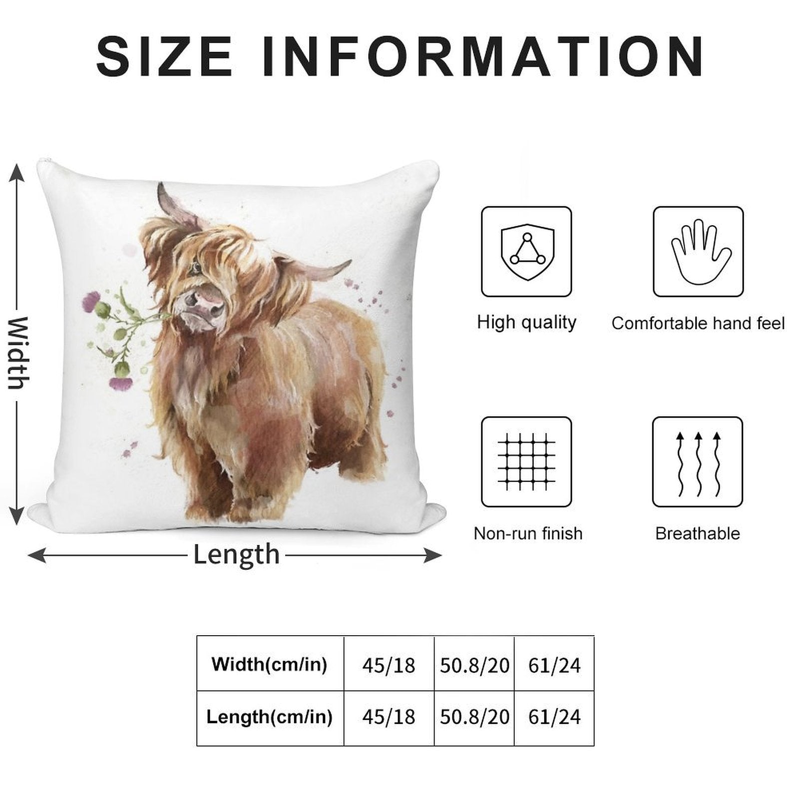 Highland Cow Soft Home Decor Throw Pillow