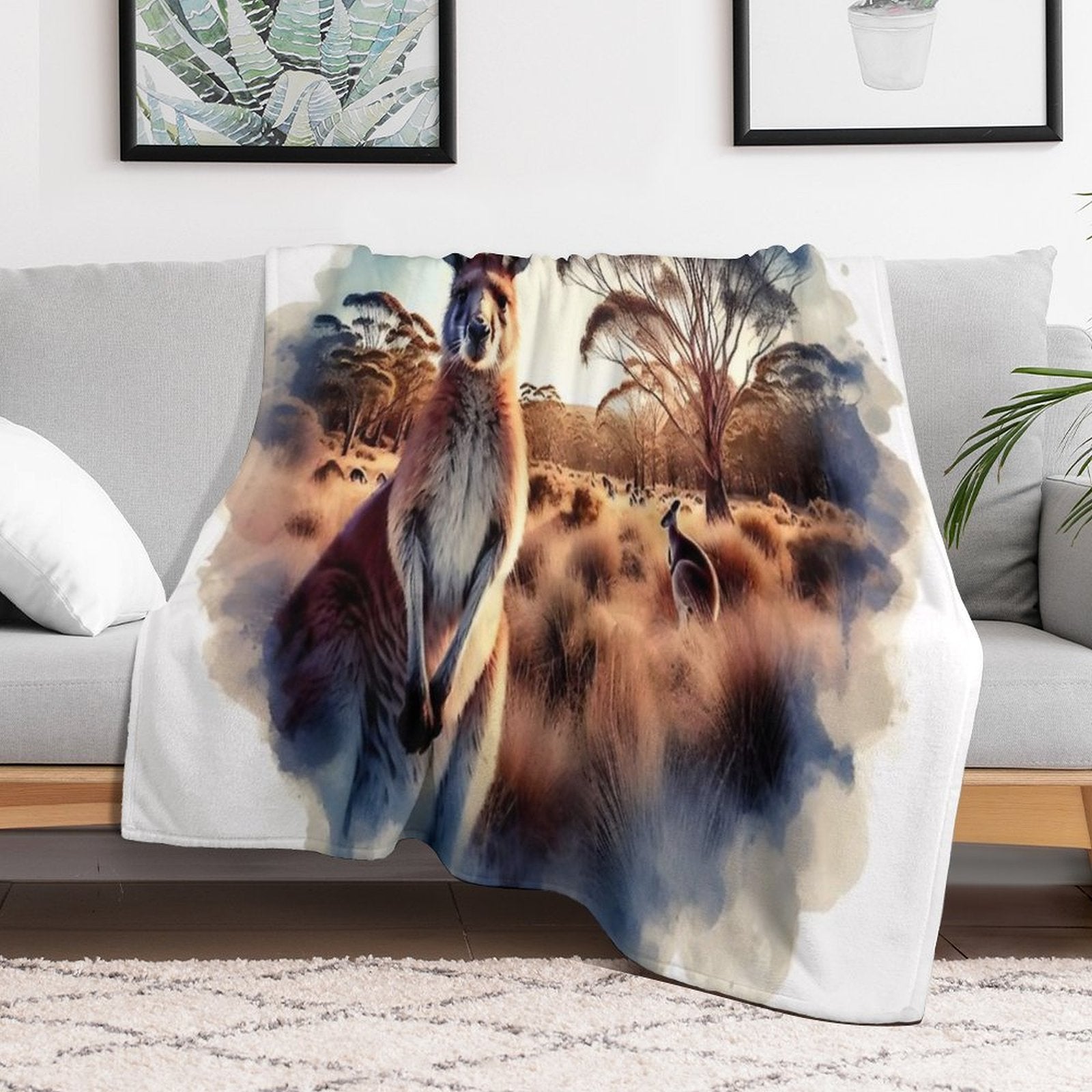 Kangaroo Plush Throw Blanket