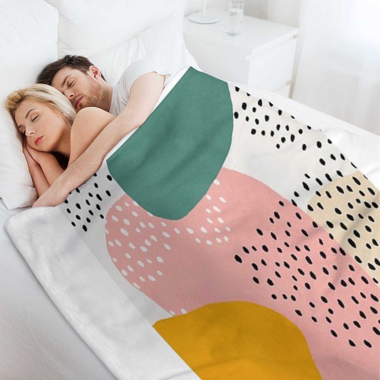 Abstract, Mid Century Modern Kids Wall Art, Nursery Room Lightweight Throw Blanket