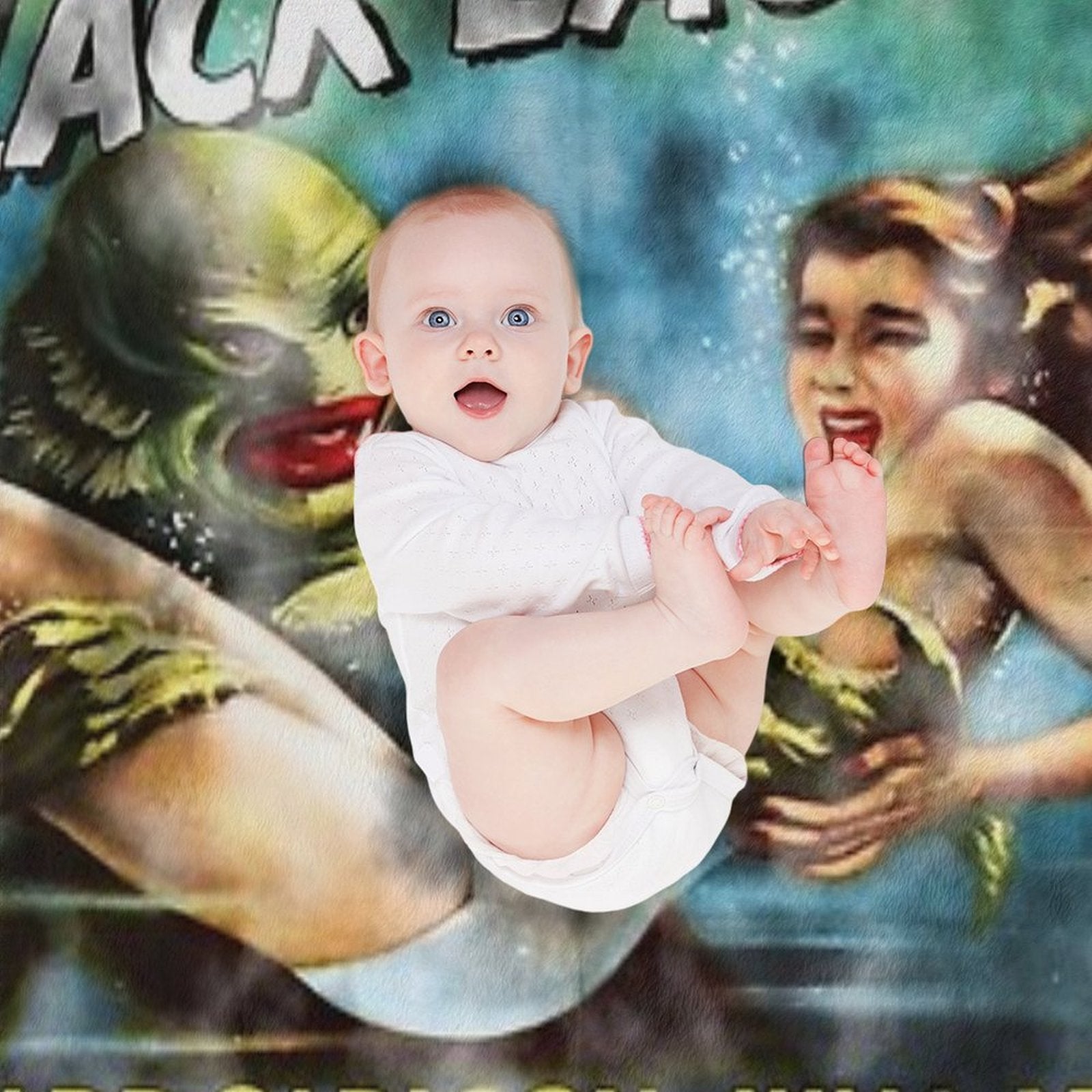Creature From The Black Lagoon - Dark Version. Plush Throw Blanket