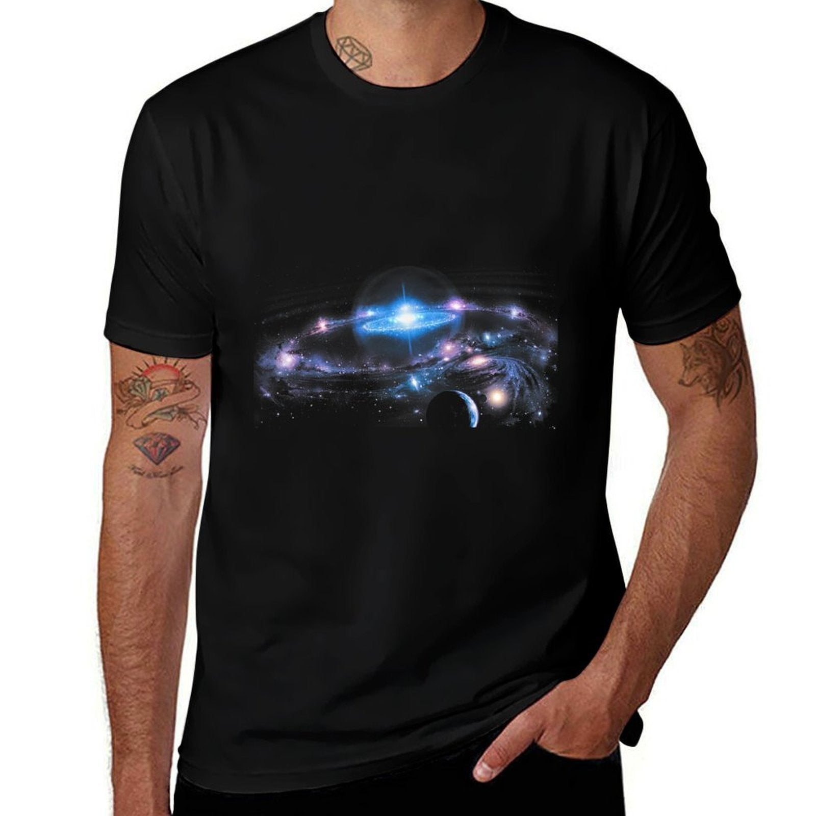 Universe Galaxy Sky Black Hole Physics Science Space Teacher  Wrinkle-resistant T-Shirt