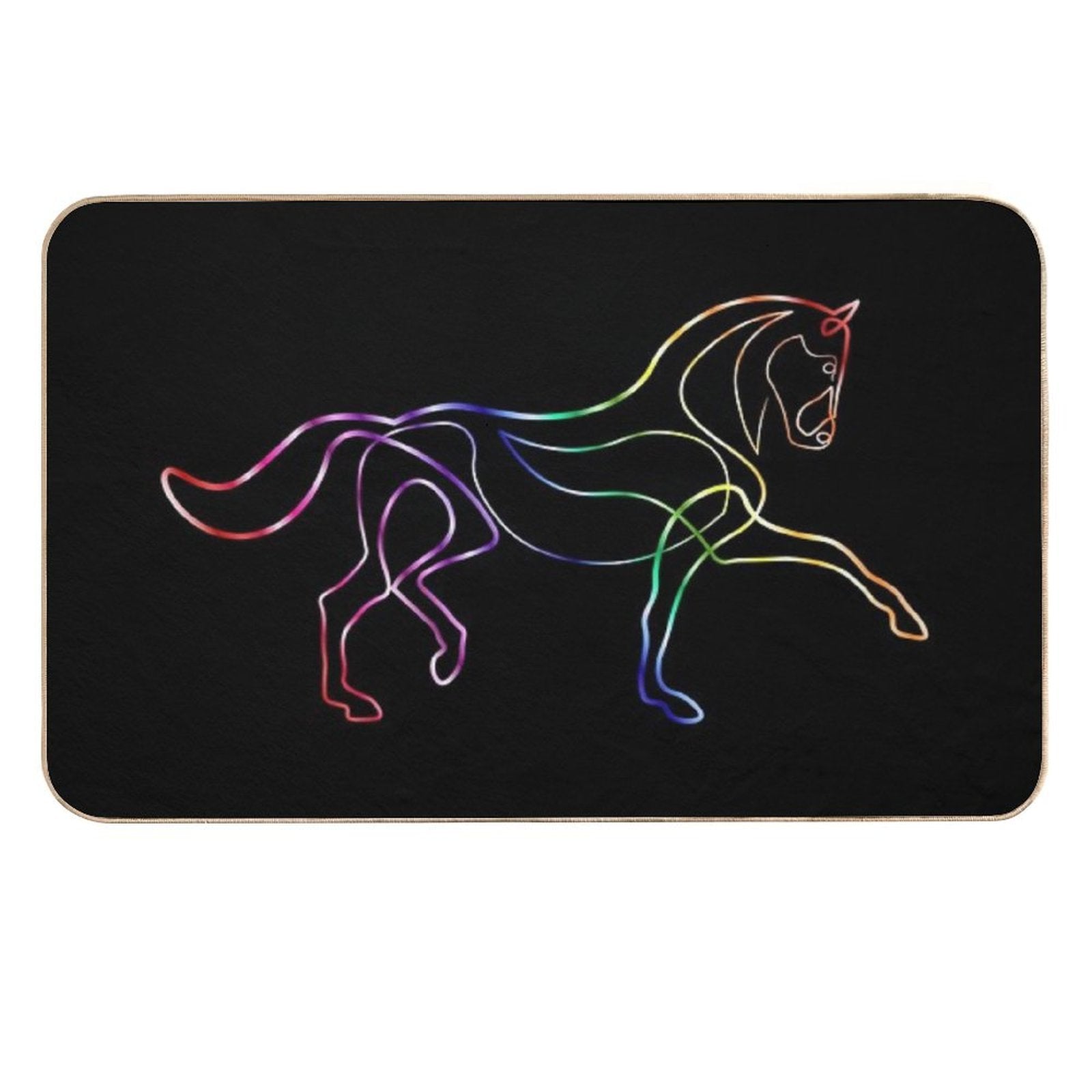 Dressage Horse One Line Art Rainbow  Pet-Safe Bath Mat