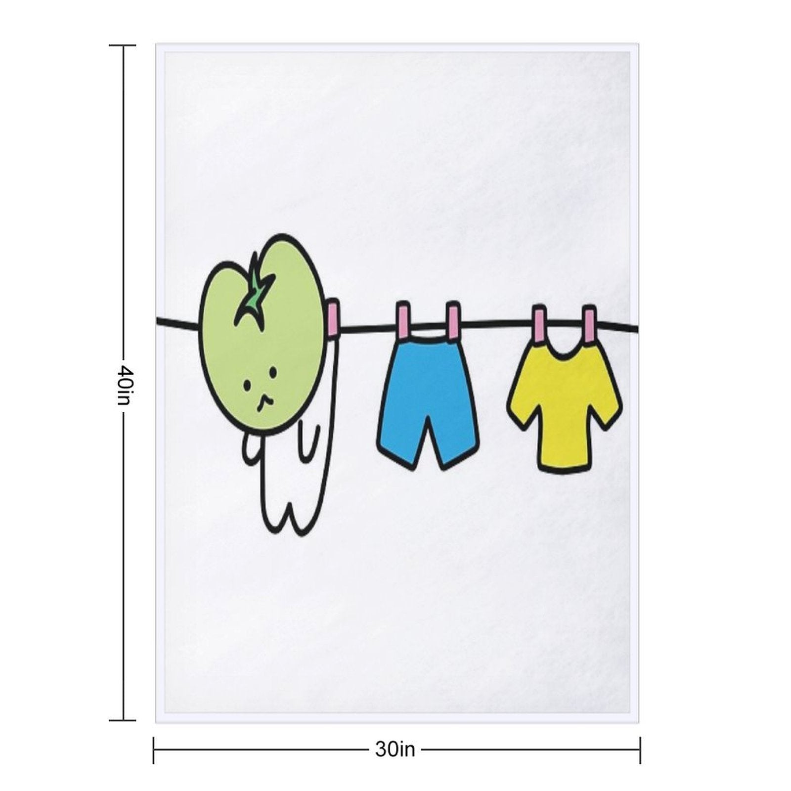 Kawaii Green Tomato Mascot No. 8 Wrinkle-free Throw Blanket