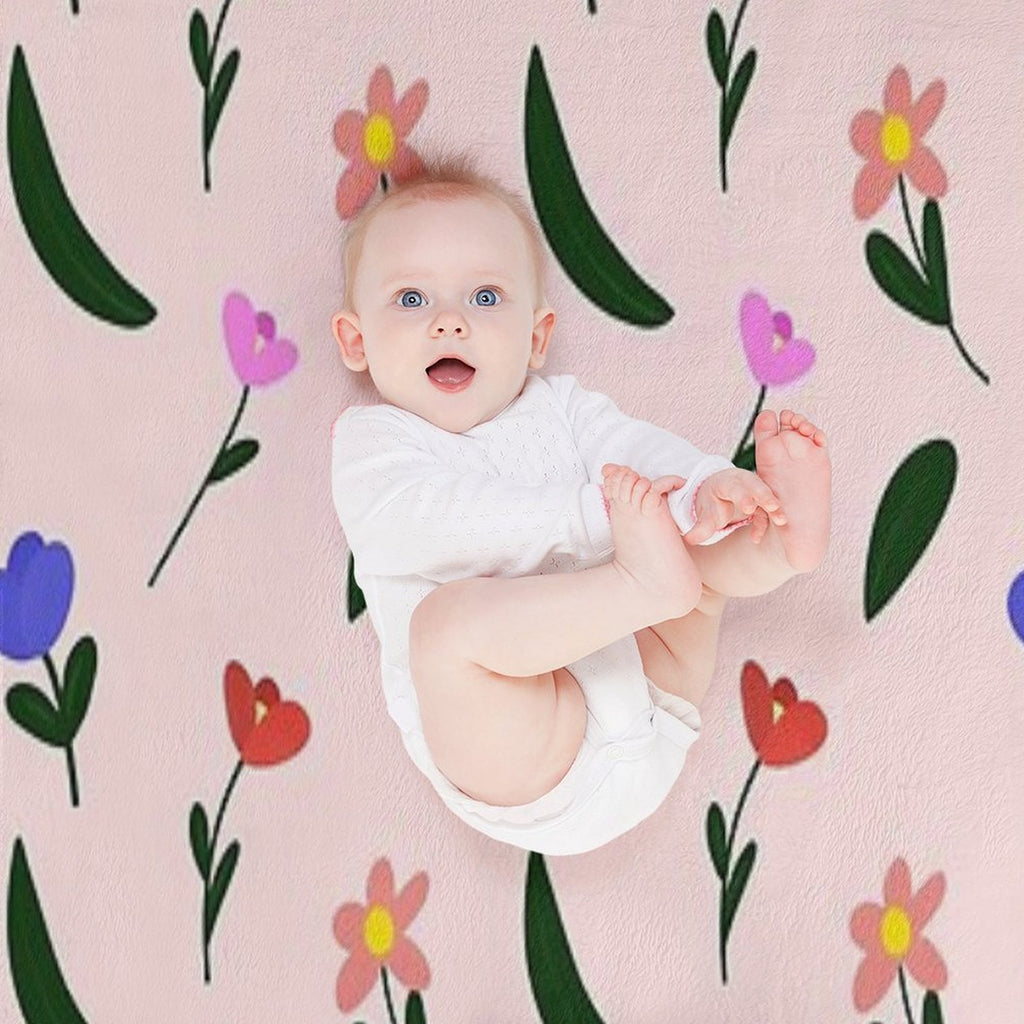 Pastel Flower Plush Throw Blanket