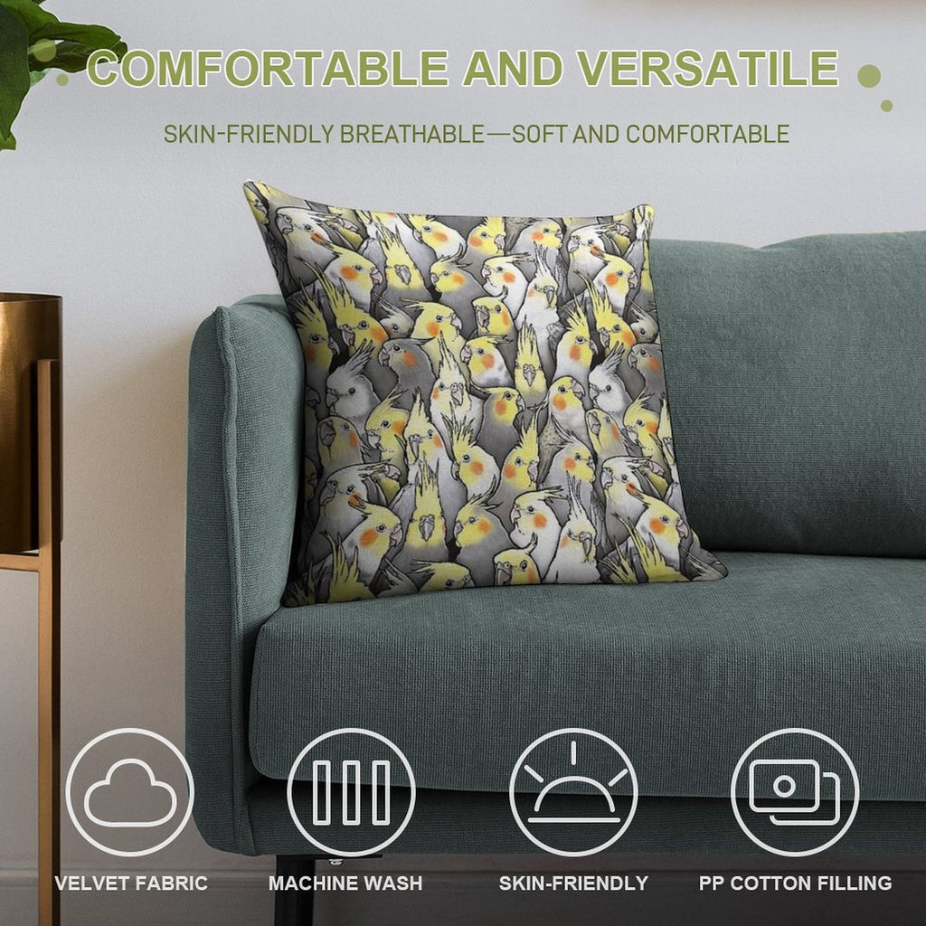 Cockatiels Galore Soft Anti-Pilling Throw Pillow