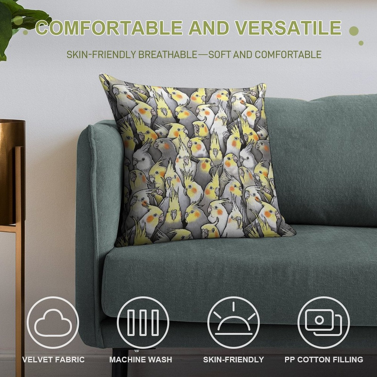 Cockatiels Galore Soft Anti-Pilling Throw Pillow