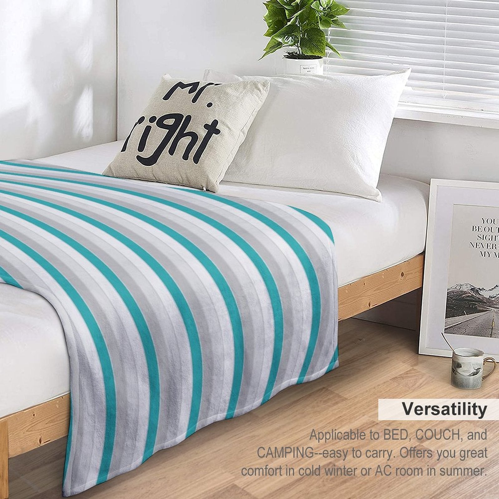 Multicolor Bright Diagonal Thick Stripe Lines Boundless Decor Multi-functional Throw Blanket
