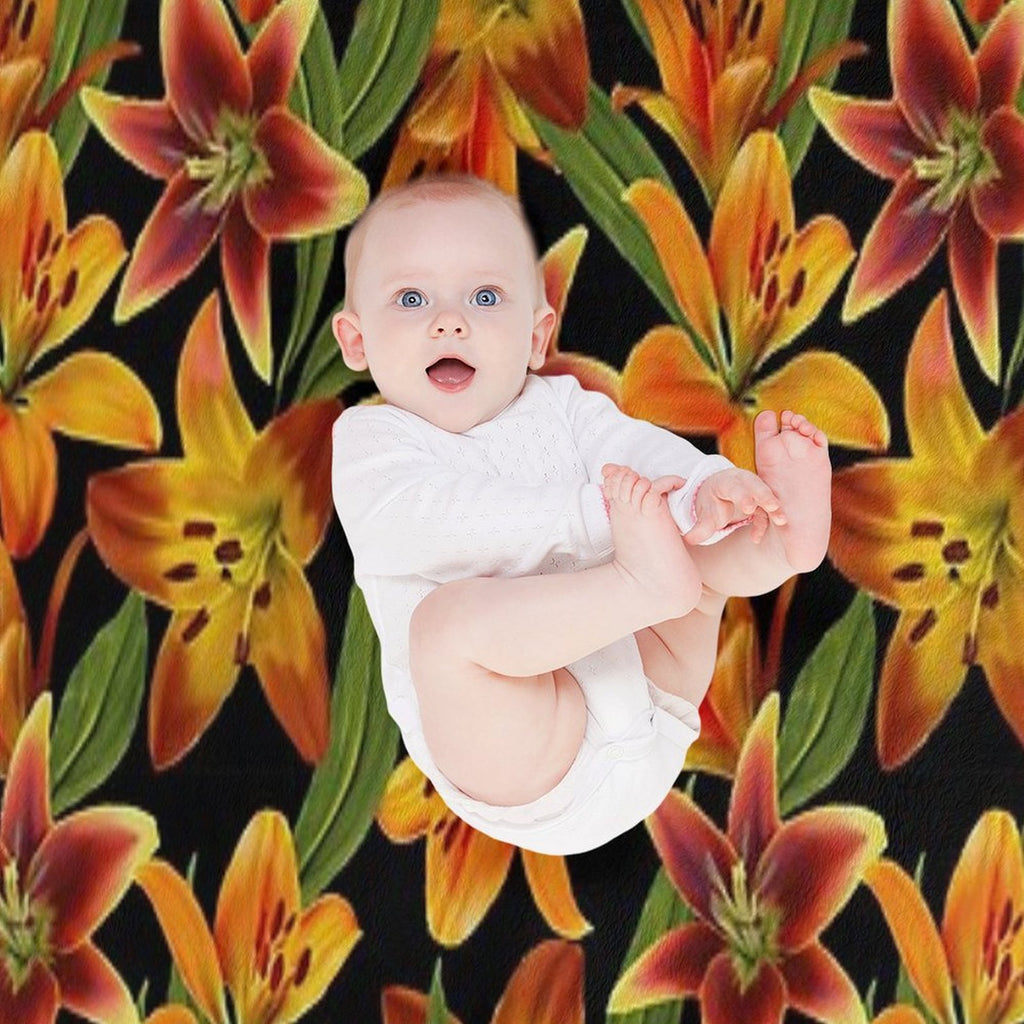 Watercolor Lilies Seamless Pattern All-season Throw Blanket