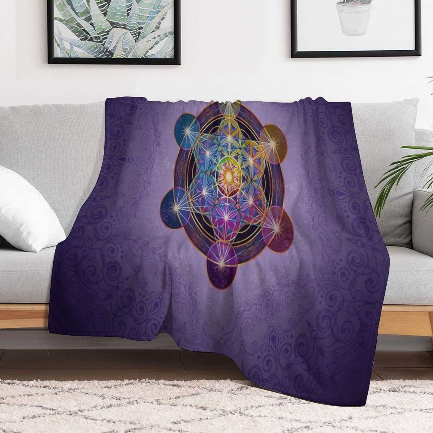 Metatron's Cube Merkabah Machine-washable Throw Blanket