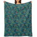 Japanese Garden in Teal Gold Red And Black Gift-ready Throw Blanket