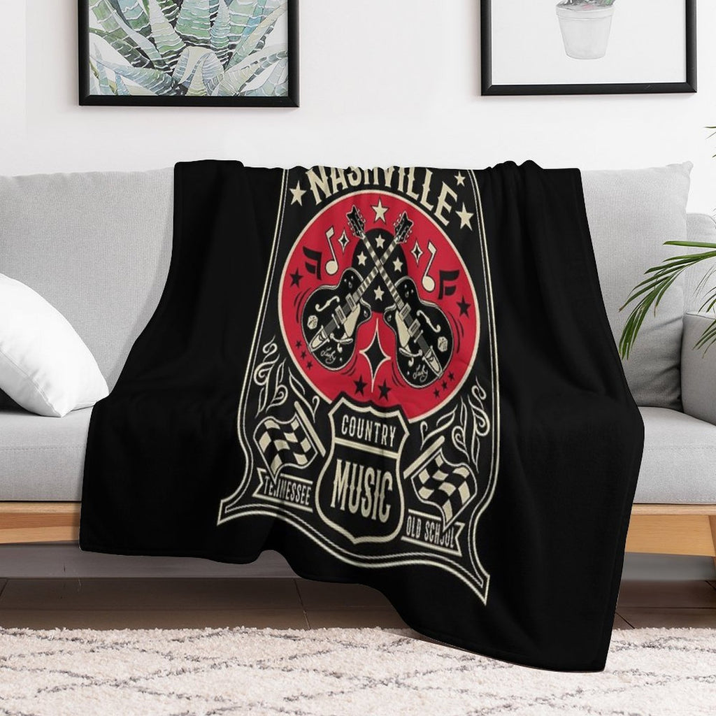 Country Music Lover Vintage Nashville Retro Tennessee Rockabilly Guitars All-season Throw Blanket