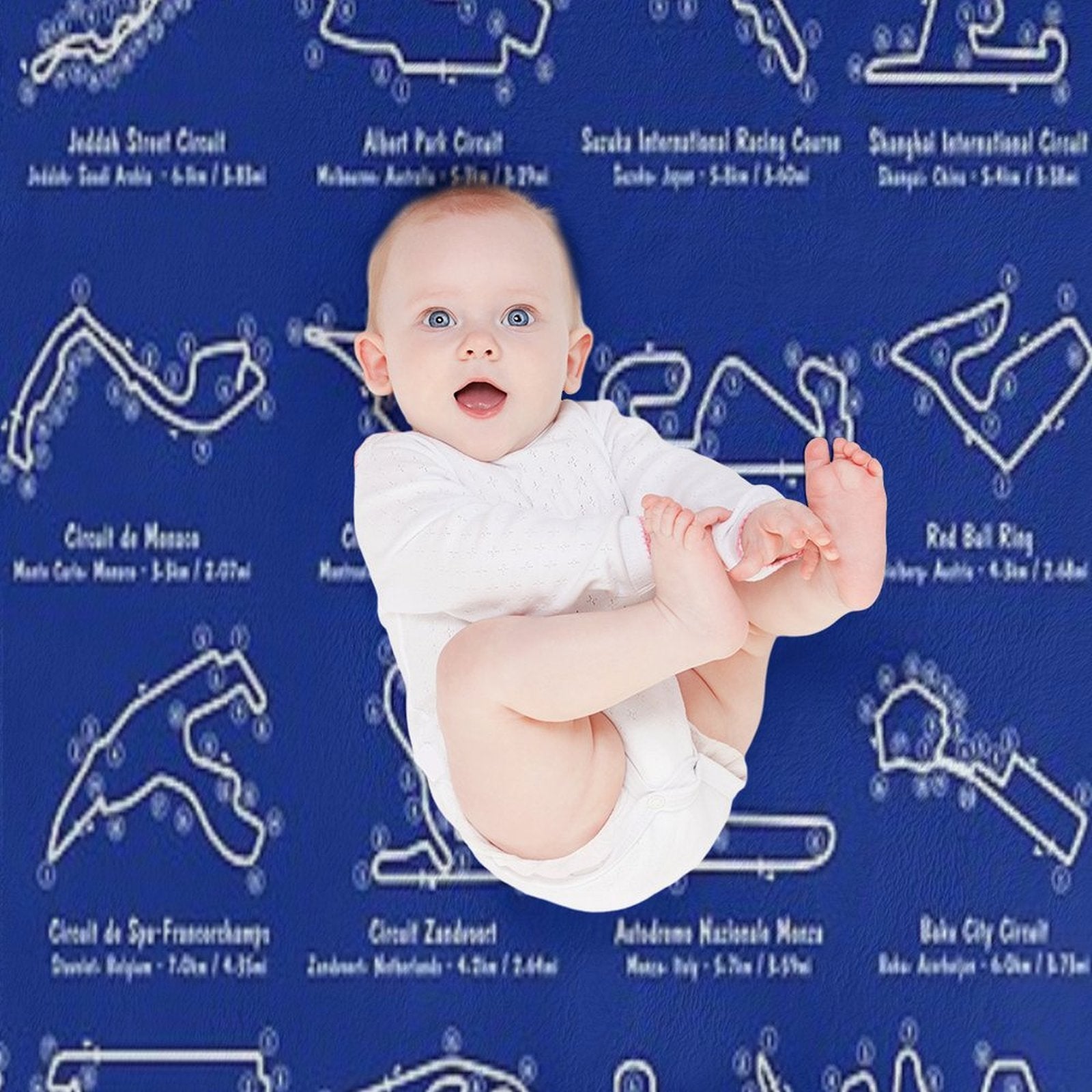 F1 Race Tracks  (White Stencil-No Background) Plush Throw Blanket