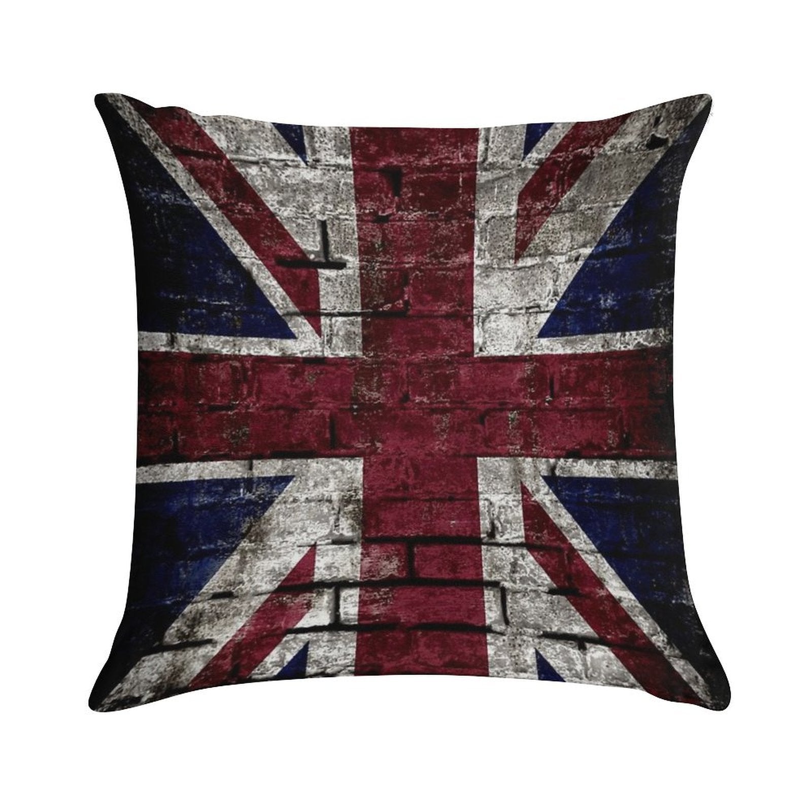 Grunge UK Flag, Great Britain, Punk Style Distressed Wall Soft Short Plush Fabric Throw Pillow