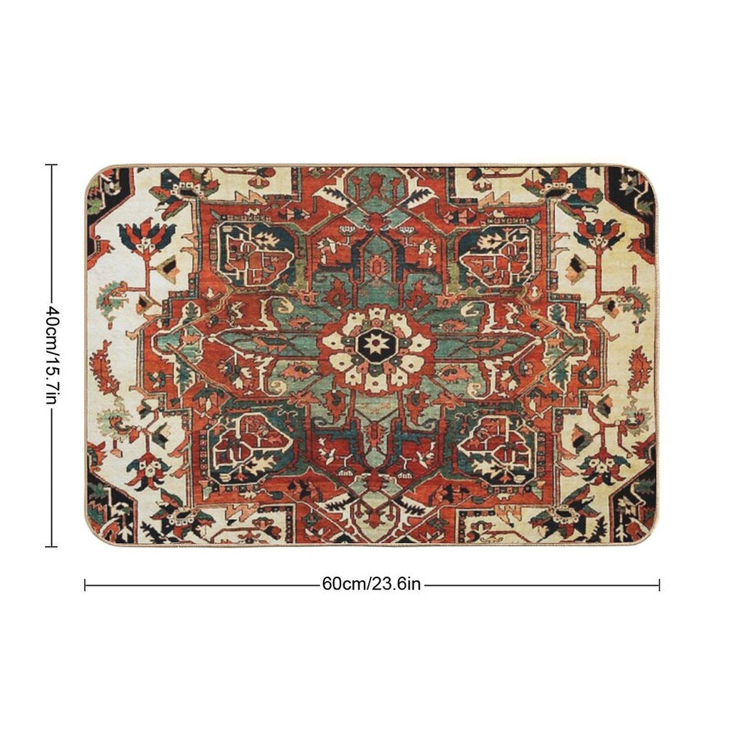 Antique Persian Heriz Rug Print Durable Bath Mat