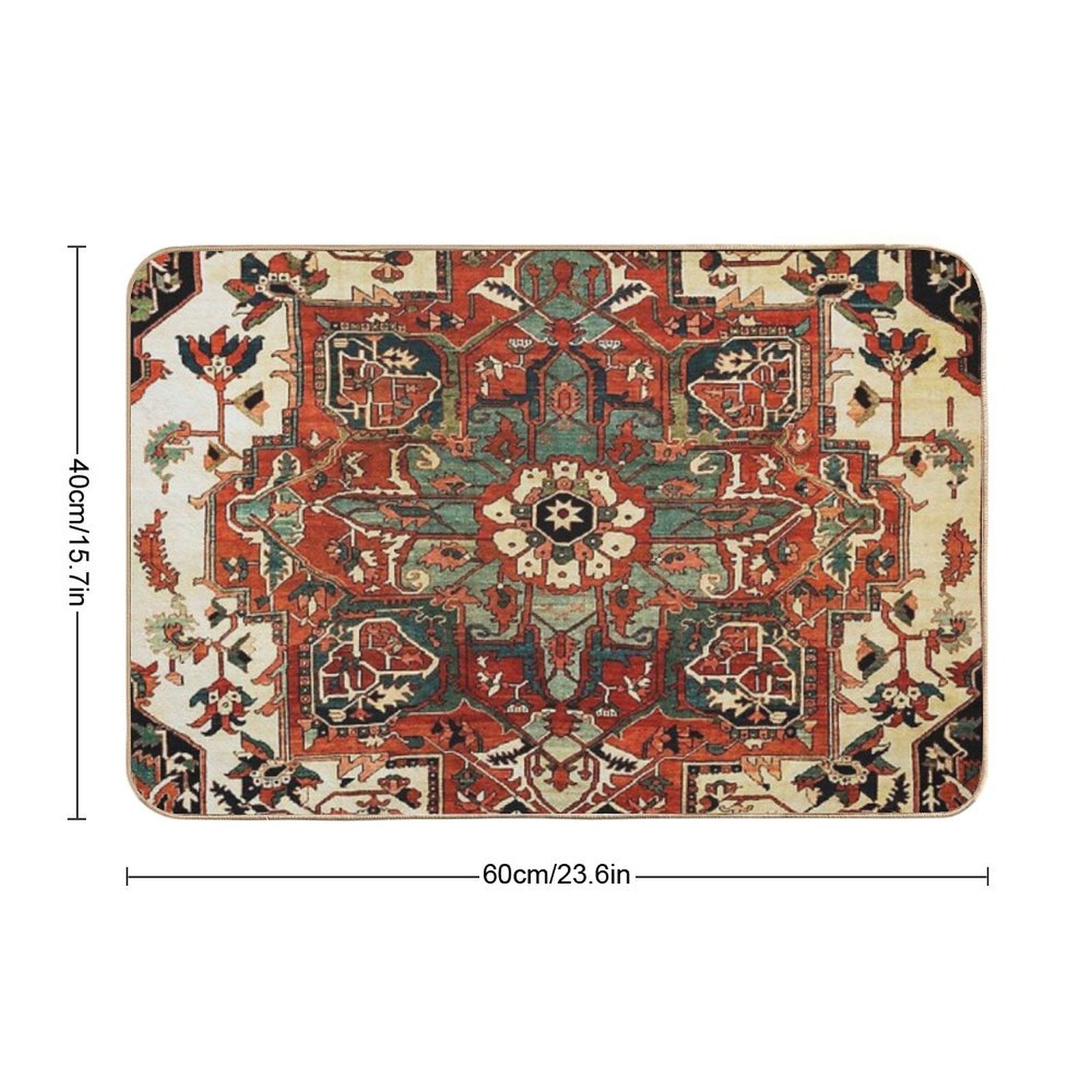 Antique Persian Heriz Rug Print Durable Bath Mat