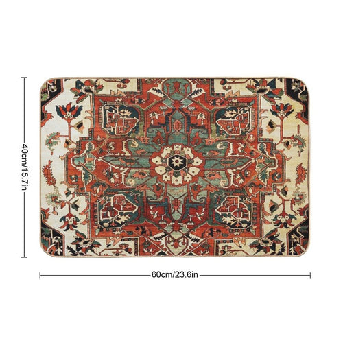 Antique Persian Heriz Rug Print Durable Bath Mat