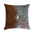 Primitive Cowboy Cowgirl Western Country Brown Turquoise Soft Ultra-Soft Texture Throw Pillow