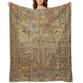 Antique Persian Kirman Garden Rug with Animals Print Durable Throw Blanket