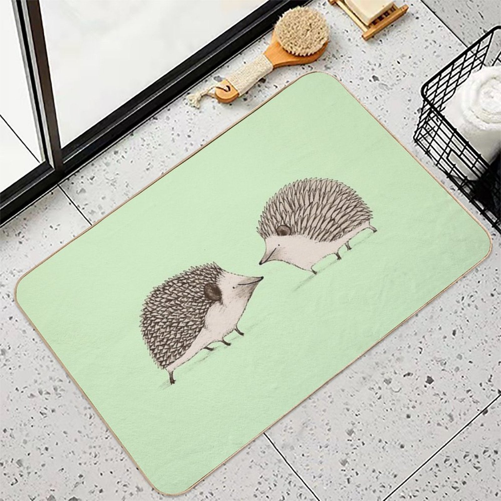 Two Hedgehogs  Rapid-Drying Bath Mat