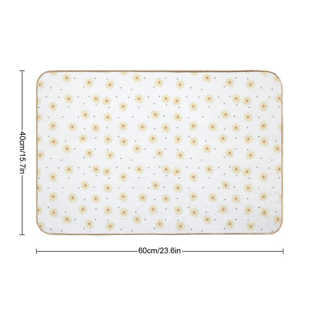 Dainty Yellow Daisies on White  High-Traffic Bath Mat