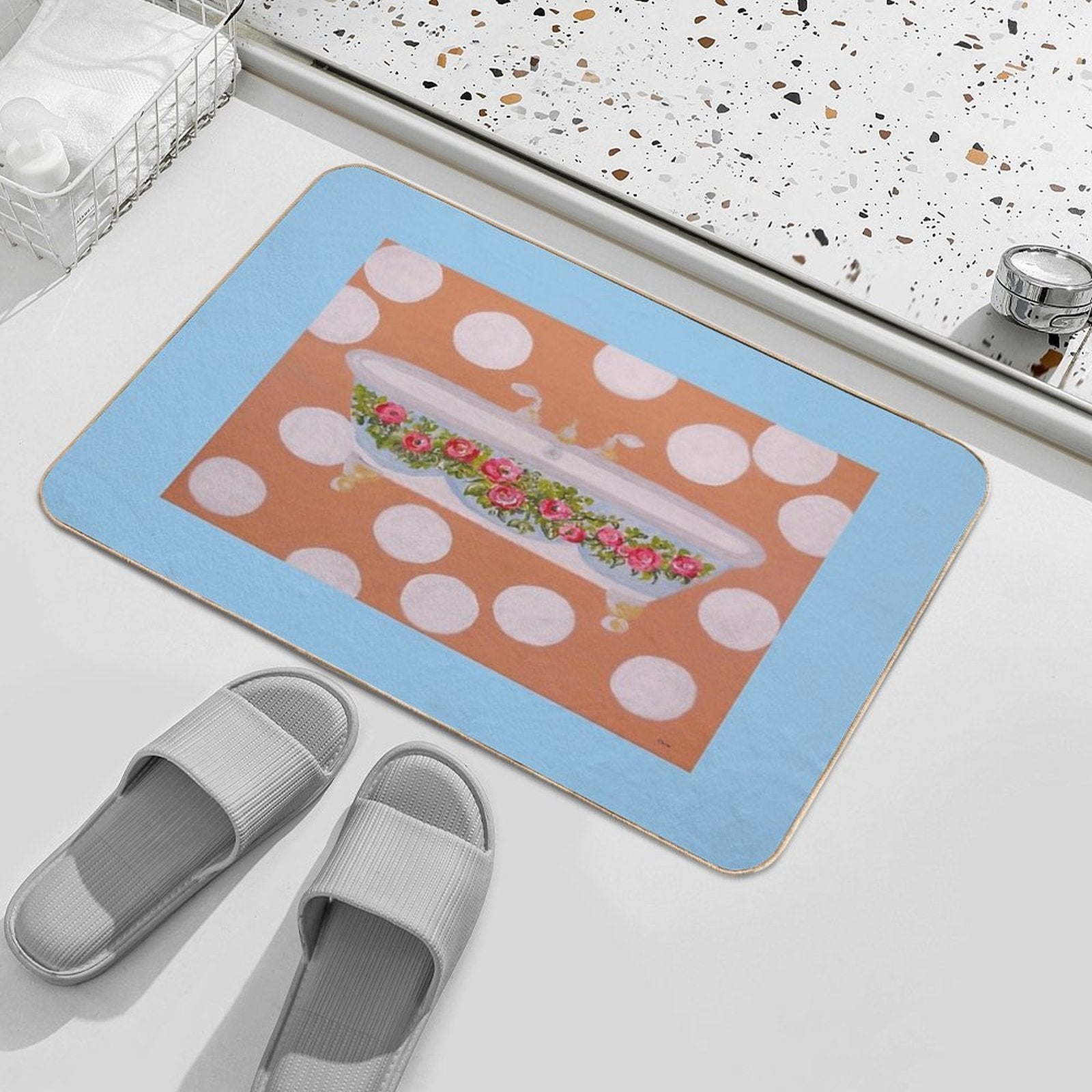 Circles And Suds Bathroom Art  Long-Lasting Bath Mat