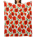 Beautiful Red Poppy Flowers Machine-washable Throw Blanket