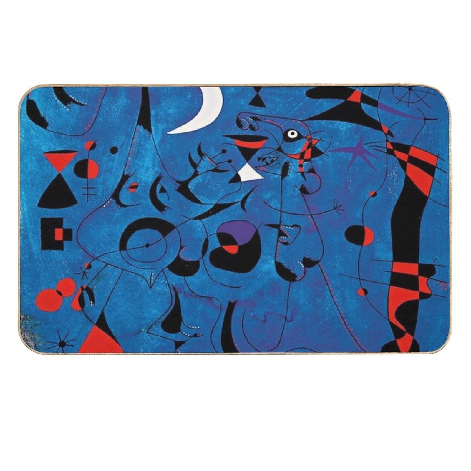 Joan Miro Red Shapes on Blue  Dirt-Trapping Bath Mat