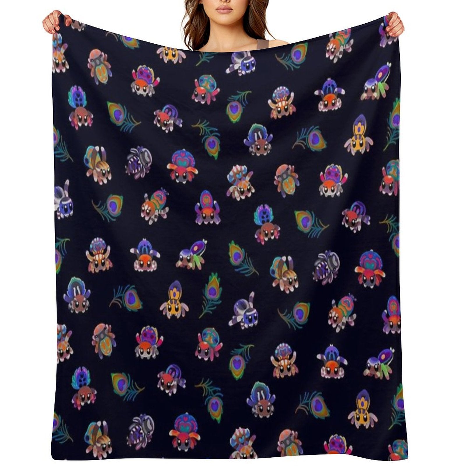 Peacock Spider Shrink-resistant Throw Blanket