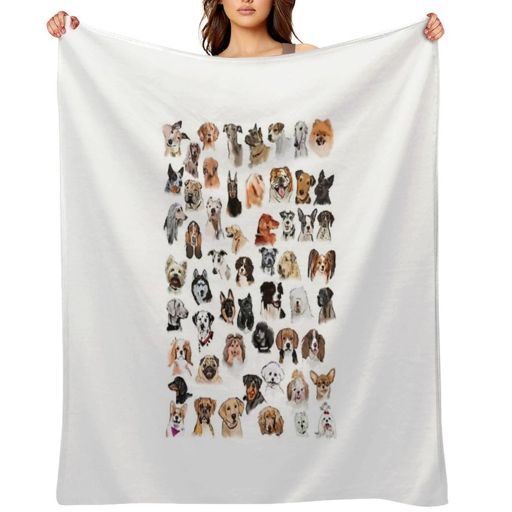 Dog Breed Paintings Anti-pilling Throw Blanket