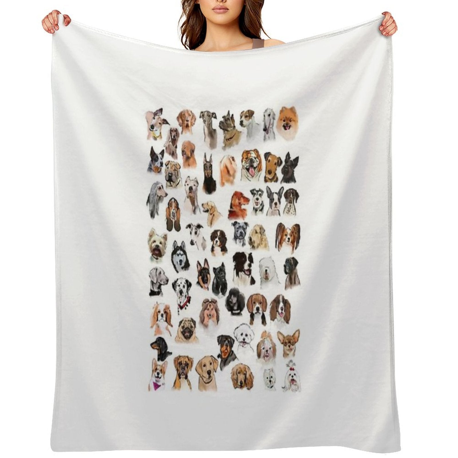 Dog Breed Paintings Anti-pilling Throw Blanket