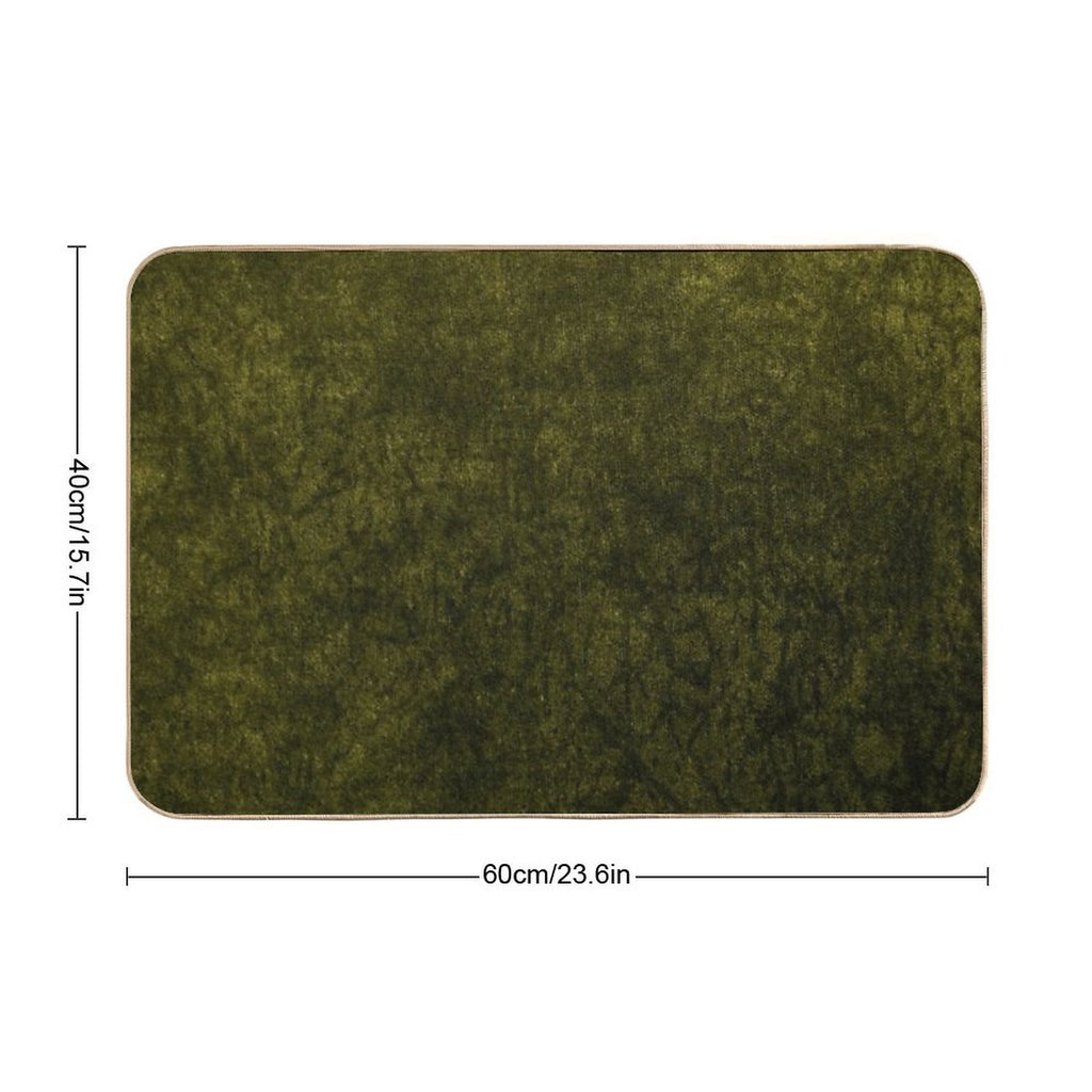 Olive Green Velvet  Texture Durable Bath Mat