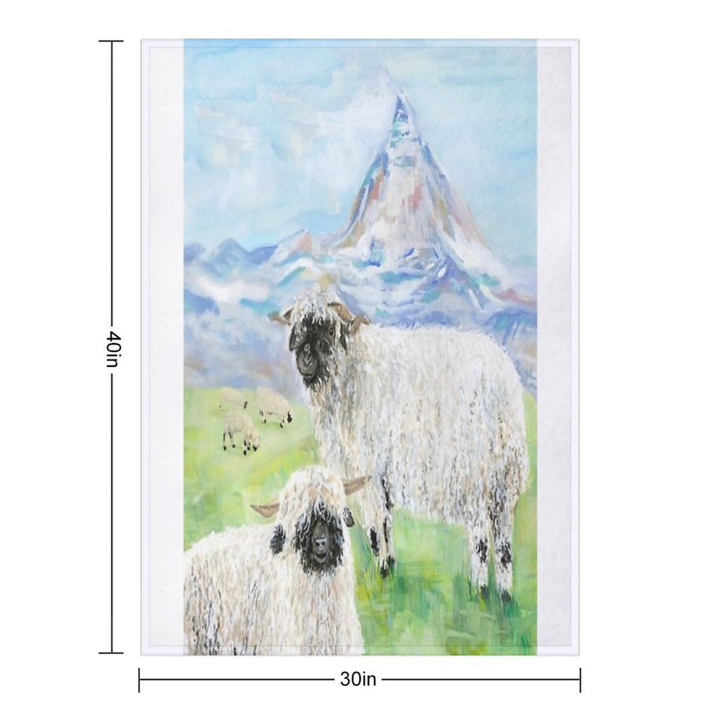 Valais Blacknose Sheep at The Matterhorn Durable Throw Blanket