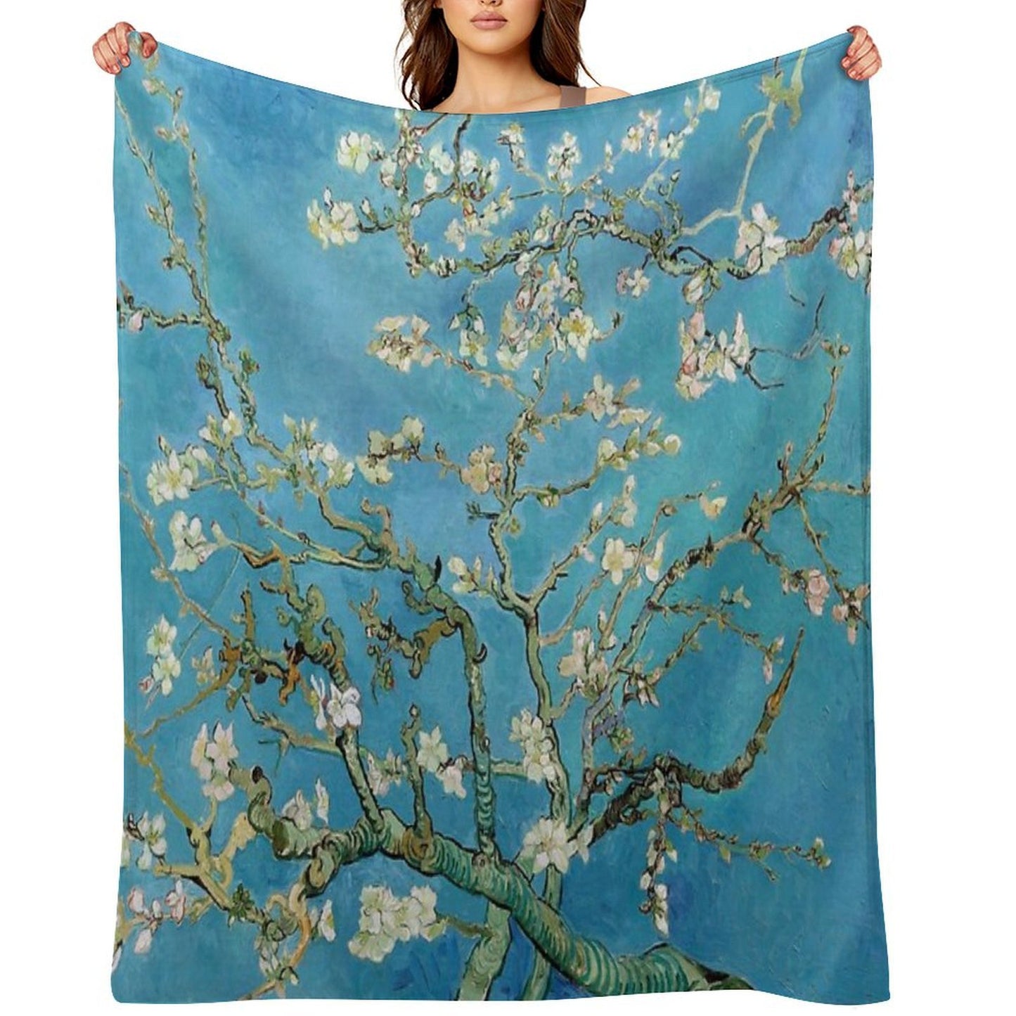 1890-Vincent Van Gogh-Almond Blossom-73.5x92 Versatility Throw Blanket