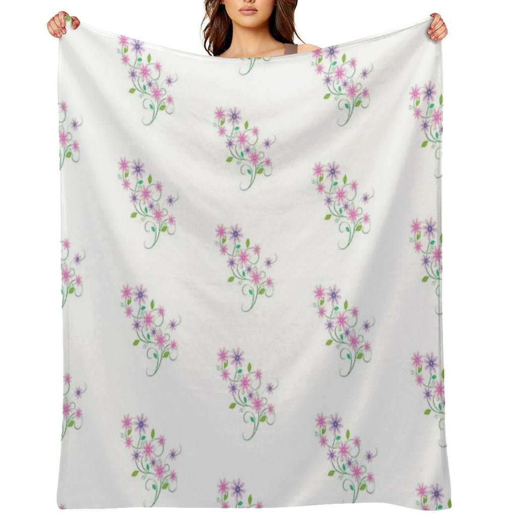 Pink & Lavender Flowers Compact Throw Blanket