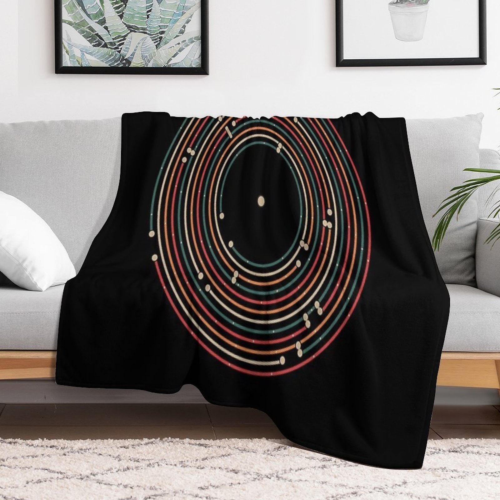 Vinyl Music Metro Record Map Labyrinth Multi-functional Throw Blanket