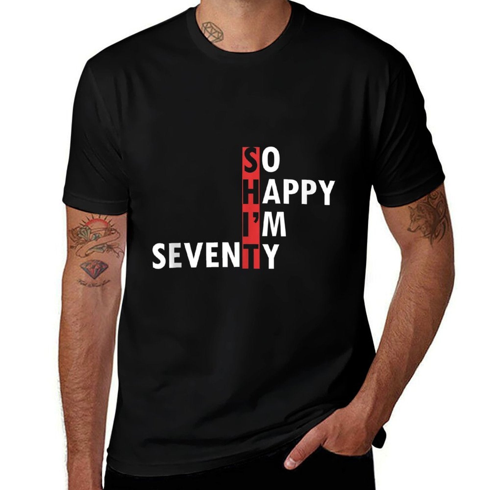 So Happy I'm Seventy T Shirt 70th Birthday Born 1952 Design  Tagless Design T-Shirt