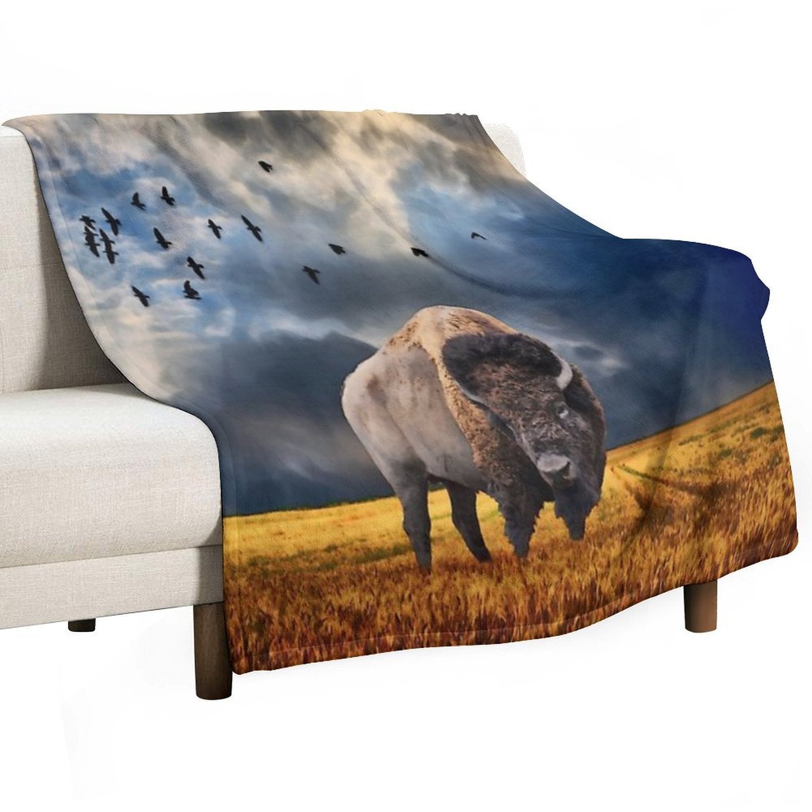 Buffalo On The Plains Travel-friendly Throw Blanket