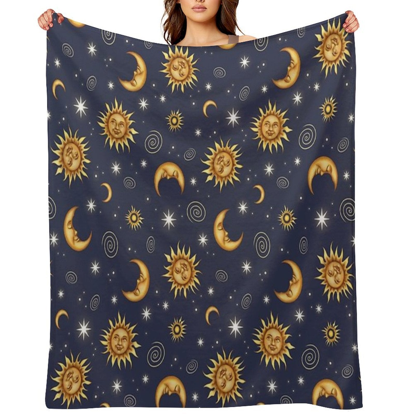 Vintage Celestial Pattern Wrinkle-free Throw Blanket