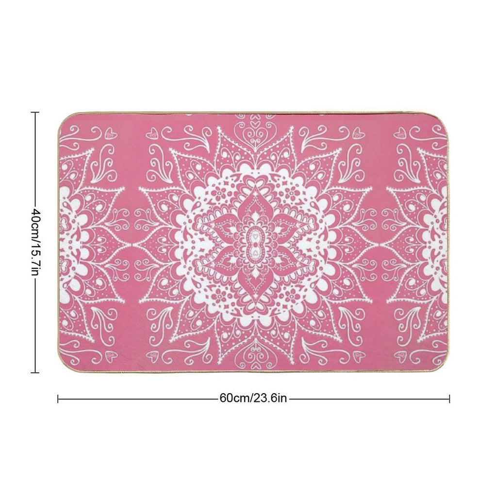 Mandala Hot Pink Durable Bath Mat