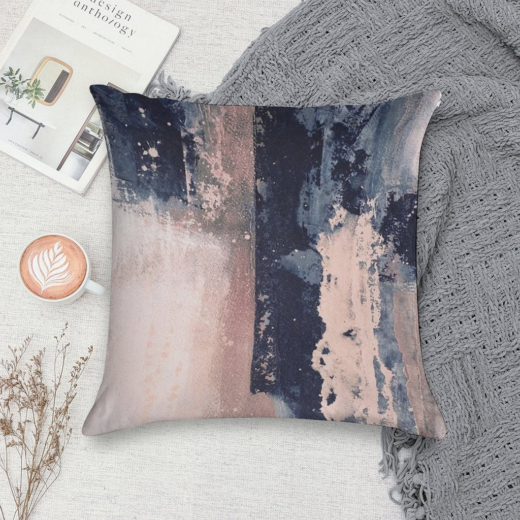 Horizontal Pink Navy Soft Hidden Zipper Throw Pillow