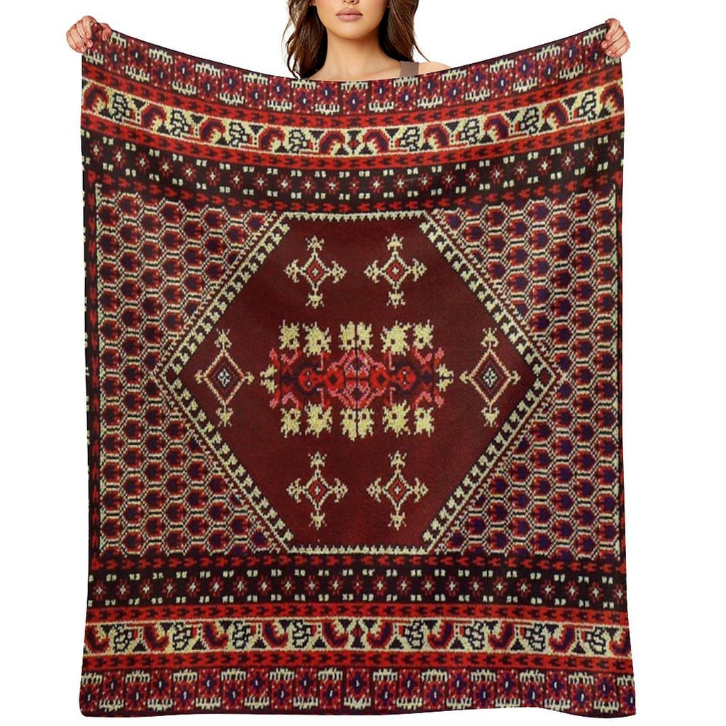 Authentic Moroccan Carpet Machine-washable Throw Blanket