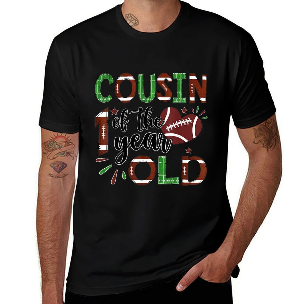 Cousin Of The 1 Year Old Football 1St Year Down Birthday  Soft T-Shirt