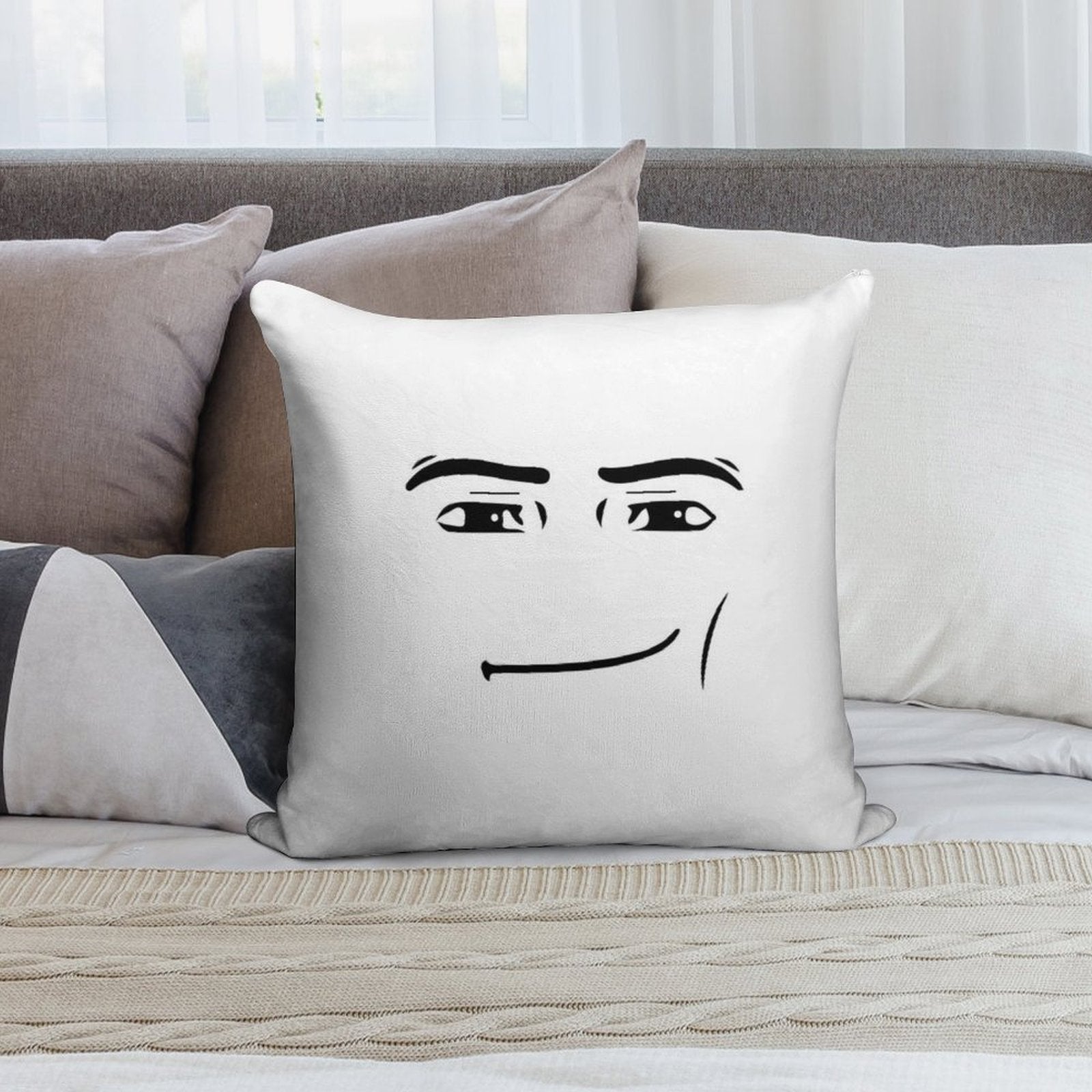 Man Face Soft Short Plush Fabric Throw Pillow