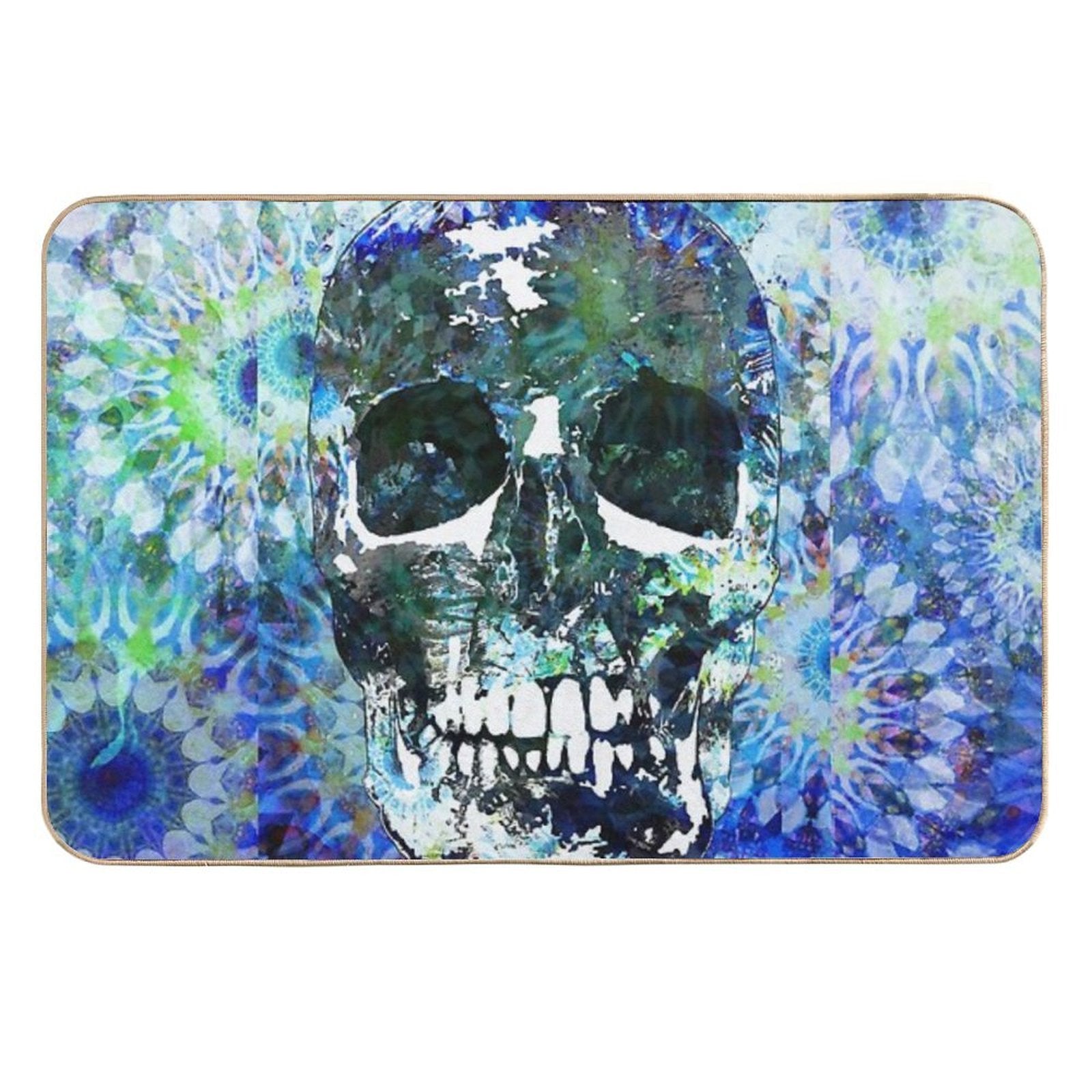 Blue Mandala Candy Skull Art  High-Traffic Bath Mat