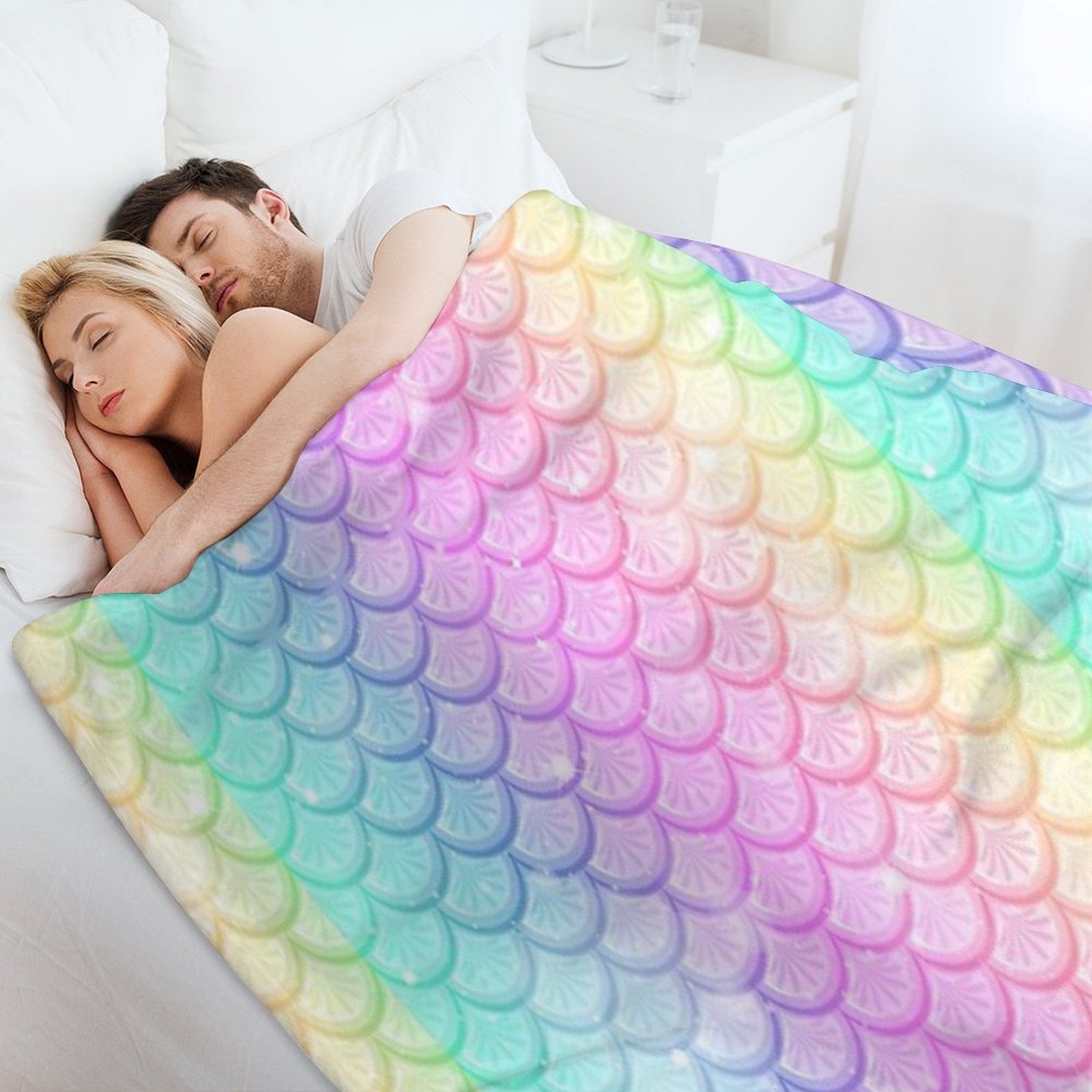 Rainbow Mermaid Scale Costume Sustainable Throw Blanket