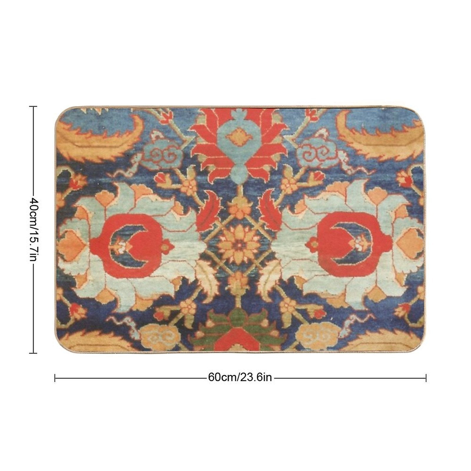 Indian Antique Floral Rug Print Durable Bath Mat