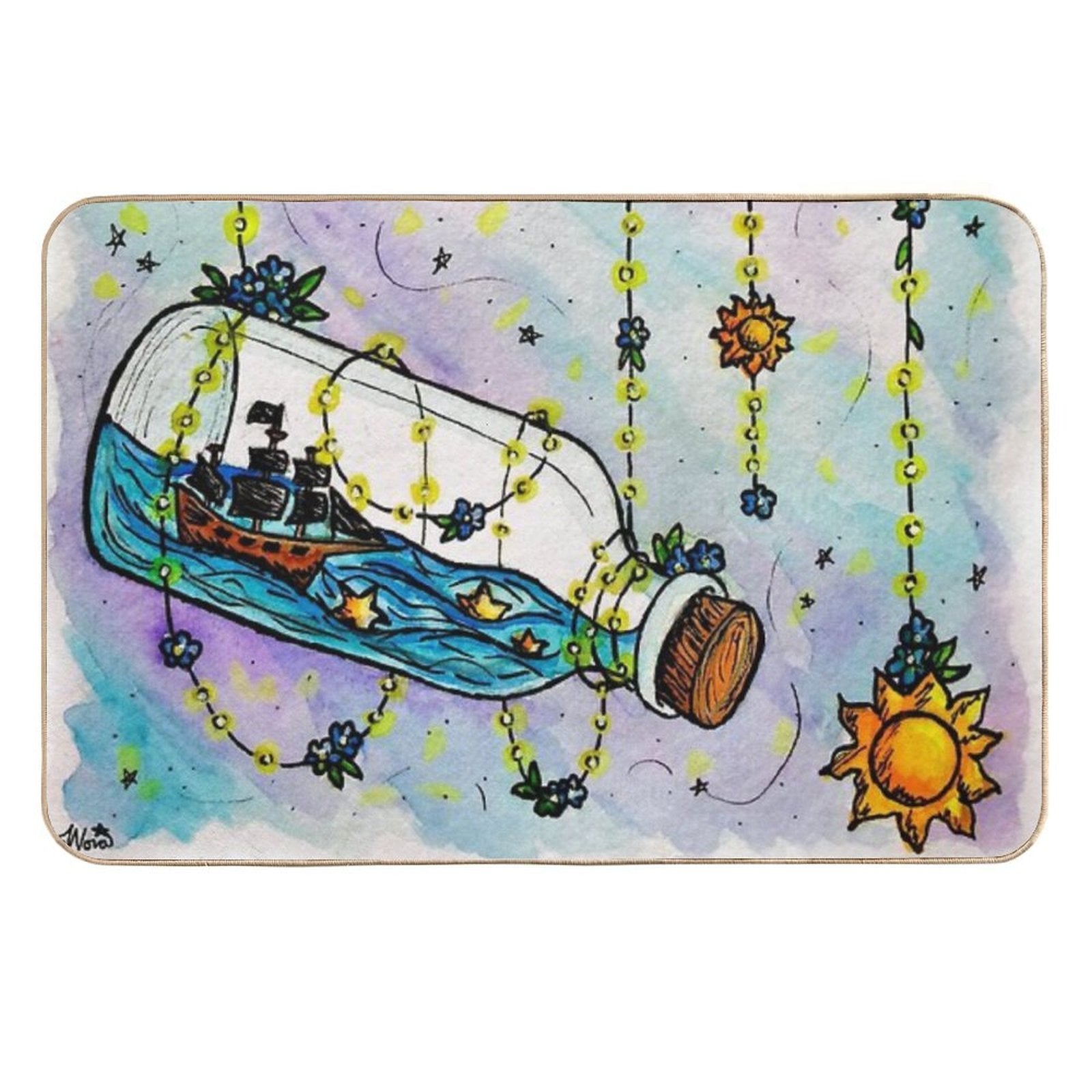 Not Yet    Suns & Pirate Ships    Inspired by The Amazing Devil  Easy To Clean Bath Mat