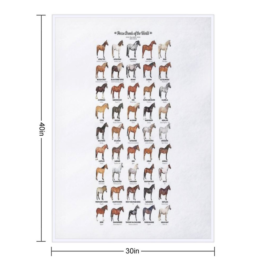 Horse Breeds Of The World Multi-functional Throw Blanket