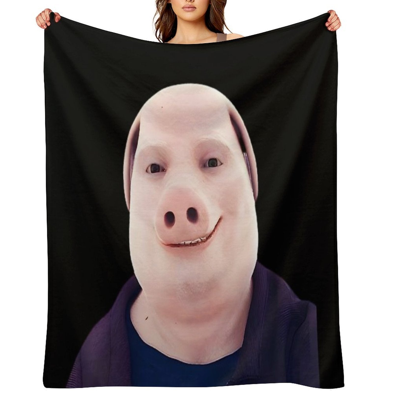 John Pork Smiling Wrinkle-free Throw Blanket