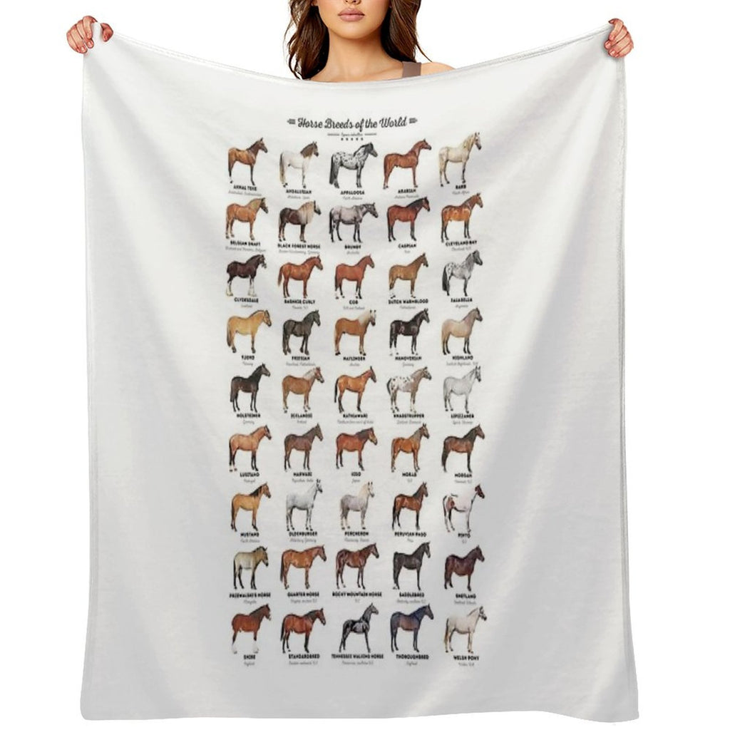 Horse Breeds Of The World Multi-functional Throw Blanket
